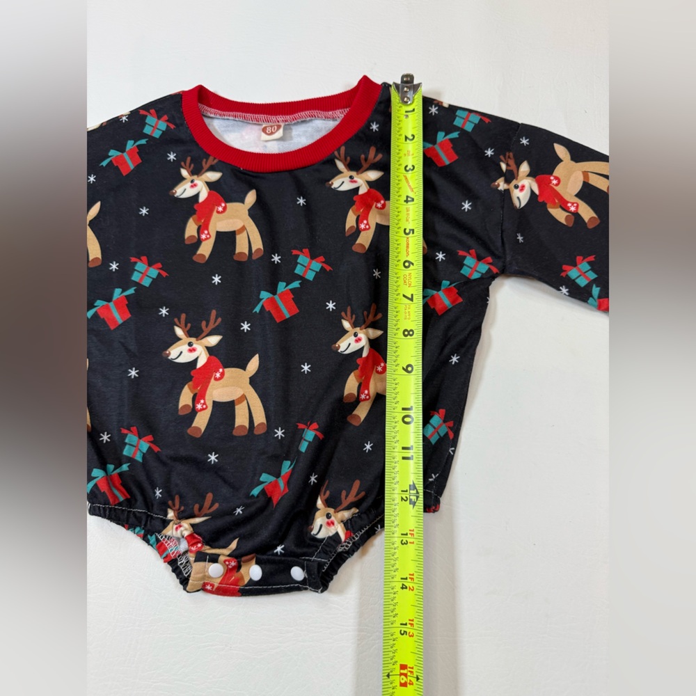 Baby Romper Christmas reindeer Long Sleeve Crew Neck Jumpsuit 6-12 month (bin R) - Picture 9 of 12